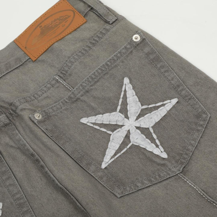 Corteiz Grau Denim Set: Hochwertige Streetwear für Exklusiven Urbanen Style