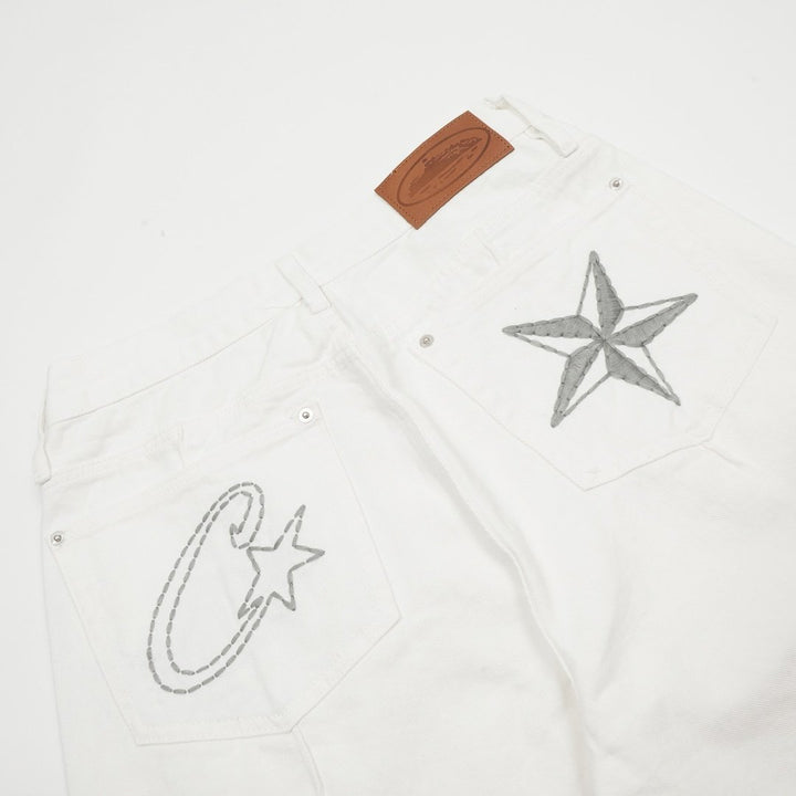 Corteiz Weiße Denim Shorts: Stylische High-Quality Sommer-Kurzjeans für Herren