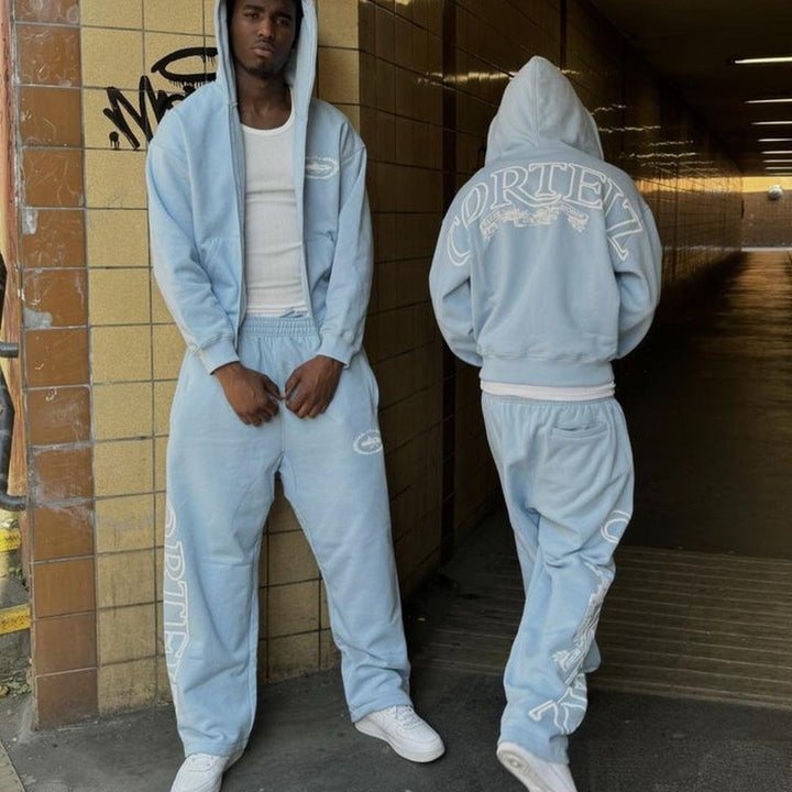 Corteiz Urban Blauer Jogginganzug Set – Stilvoll, Bequem, Modern für Streetwear-Looks