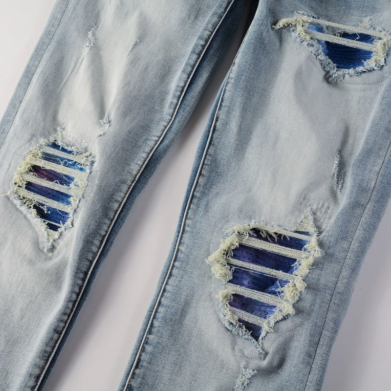 Amiri Blue Gradient Slim Fit Designer Jeans Herren – Luxuriöser Denim Style