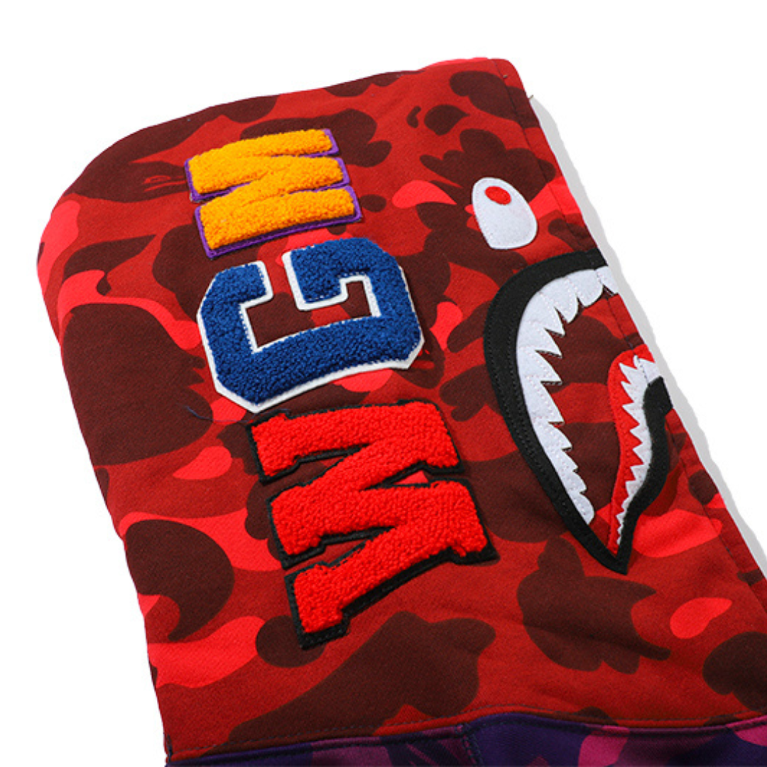 BAPE Shark Camo Hoodie Unisex – Lässiger Streetwear Kapuzenpullover mit Hai-Design