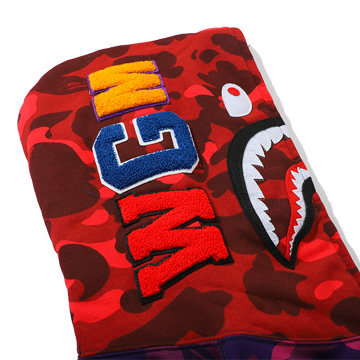 BAPE Shark Camo Hoodie Unisex – Lässiger Streetwear Kapuzenpullover mit Hai-Design