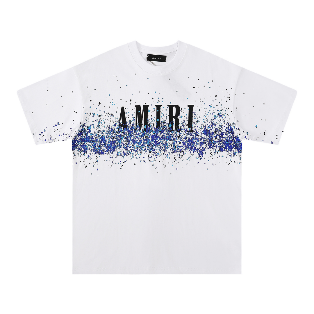 Amiri Paint Splatter T-Shirt: Luxuriöses Designer Streetwear Oberteil mit Kunstvollem Farbspritzer-Muster
