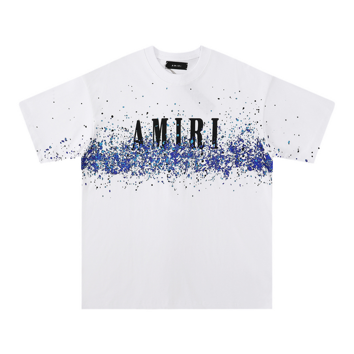 Amiri Paint Splatter T-Shirt: Luxuriöses Designer Streetwear Oberteil mit Kunstvollem Farbspritzer-Muster
