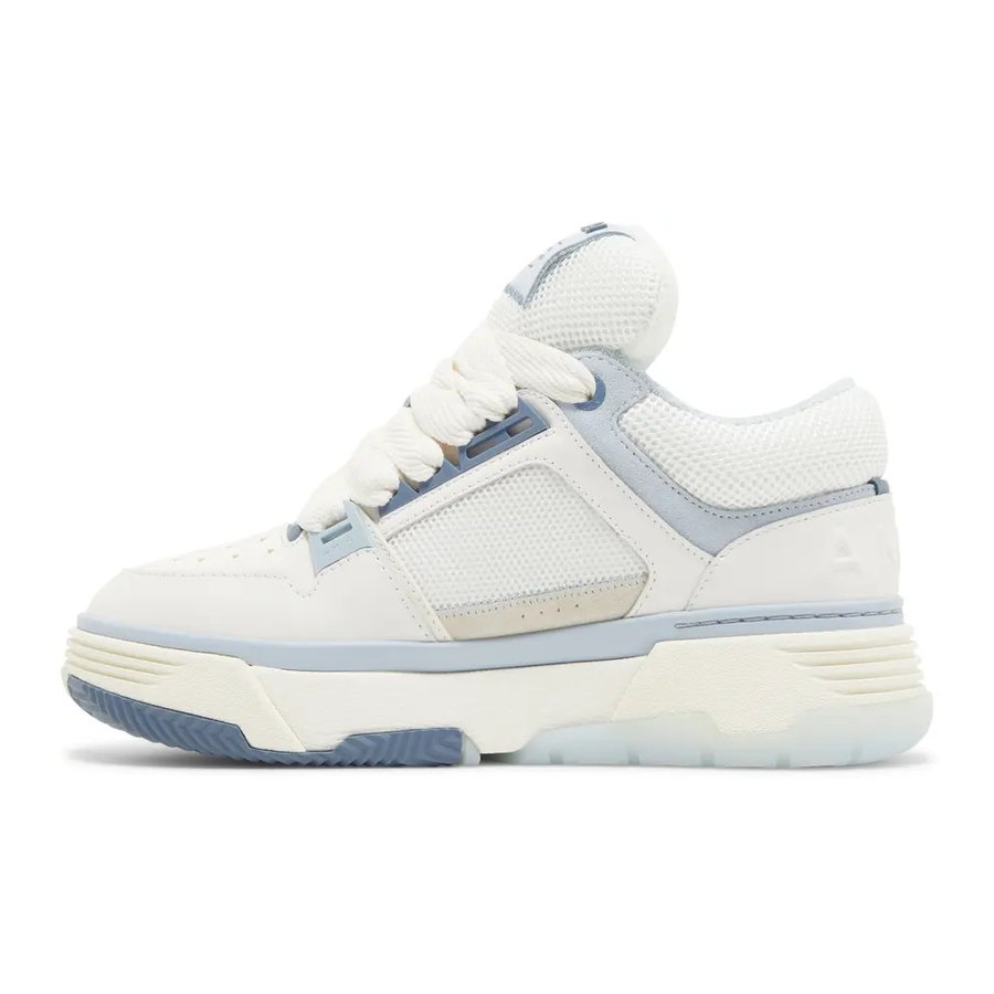 Amiri MA-1 Weiß Blau Varsity Sneaker: Leder, Chenille, Klobige Sohle