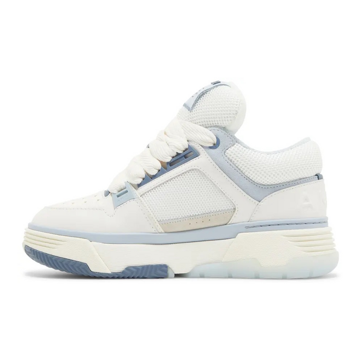 Amiri MA-1 Weiß Blau Varsity Sneaker: Leder, Chenille, Klobige Sohle
