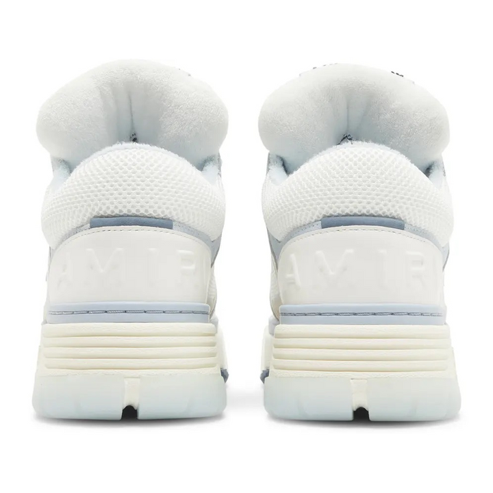 Amiri MA-1 Weiß Blau Varsity Sneaker: Leder, Chenille, Klobige Sohle