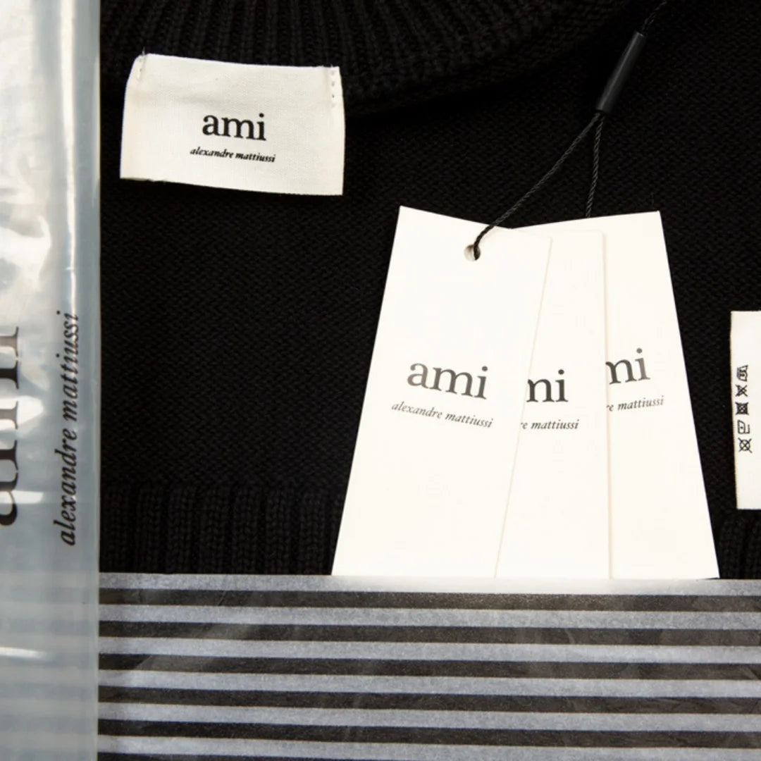 AMI Paris Premium Strickpullover Unisex Logo Stickerei Elegantes Design