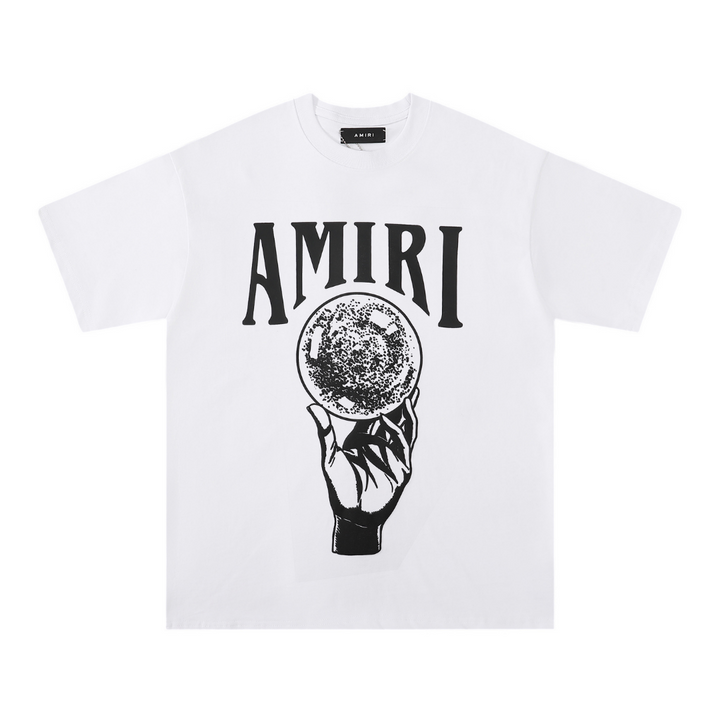 Amiri Kristallkugel T-Shirt Luxus Herren Baumwollshirt Streetwear Design Schwarz