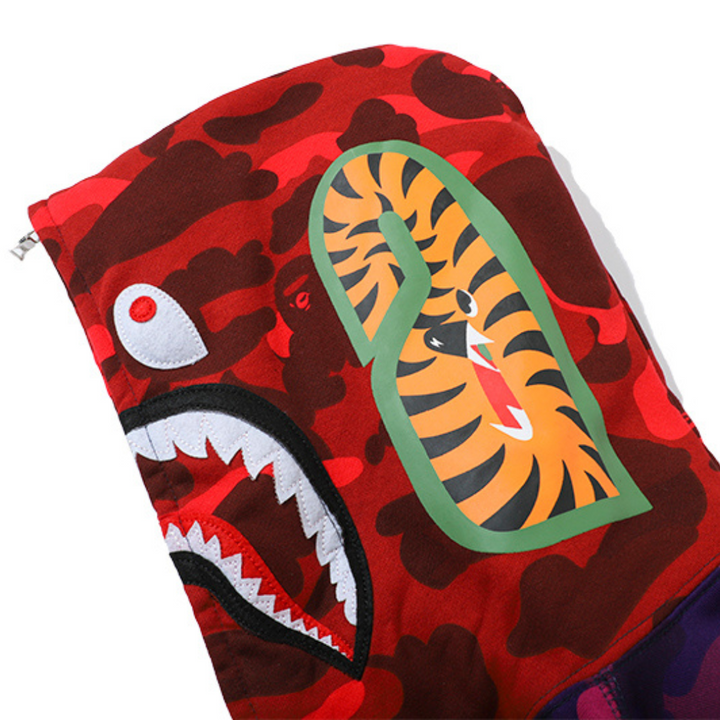 BAPE Shark Camo Hoodie Unisex – Lässiger Streetwear Kapuzenpullover mit Hai-Design