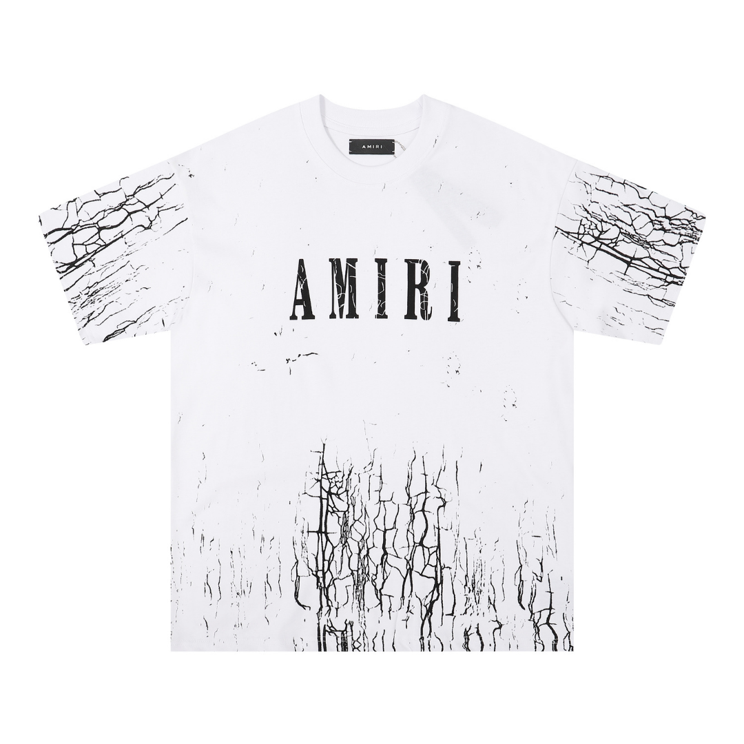 Amiri Paint Splatter T-Shirt Herren Designer Baumwolle Streetwear Kunst Motiv