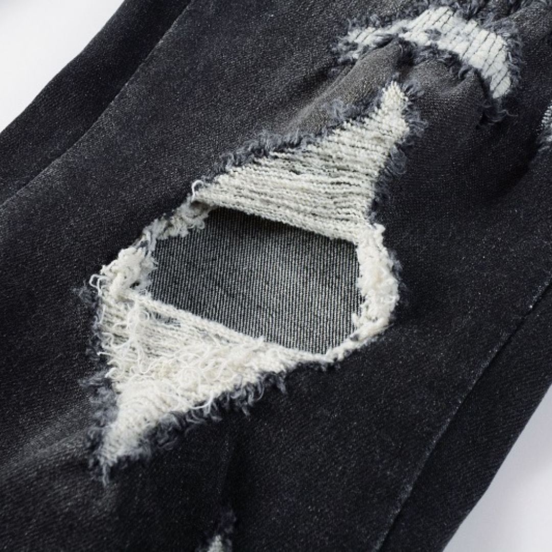 Amiri Logo Distressed Schwarze Jeans – Stylische Designer Denim für Herren