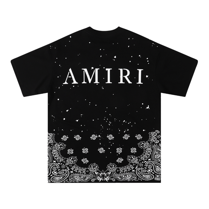 Amiri Luxus Bandana Bleichmittel Spritzer T-Shirt Streetwear Baumwolle Designer Herren