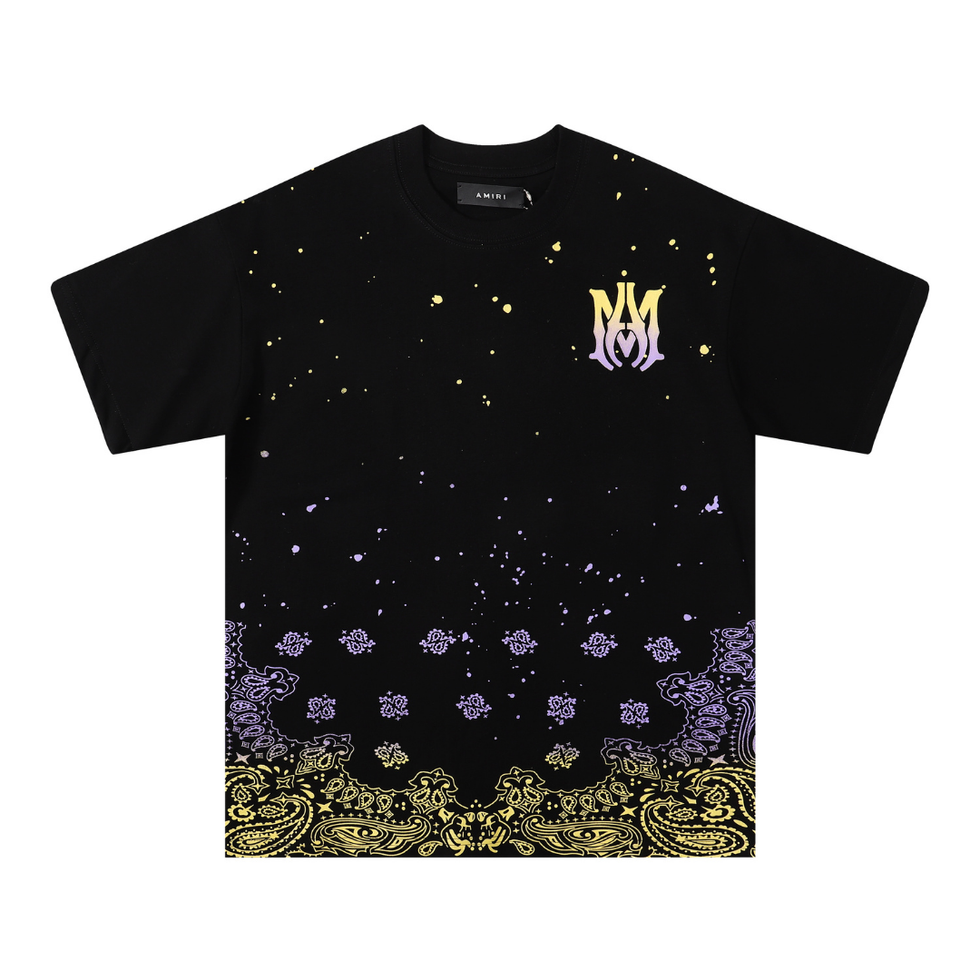 Amiri Bandana Bleach Paint Splatter T-Shirt für Herren – Stylisch & Einzigartig