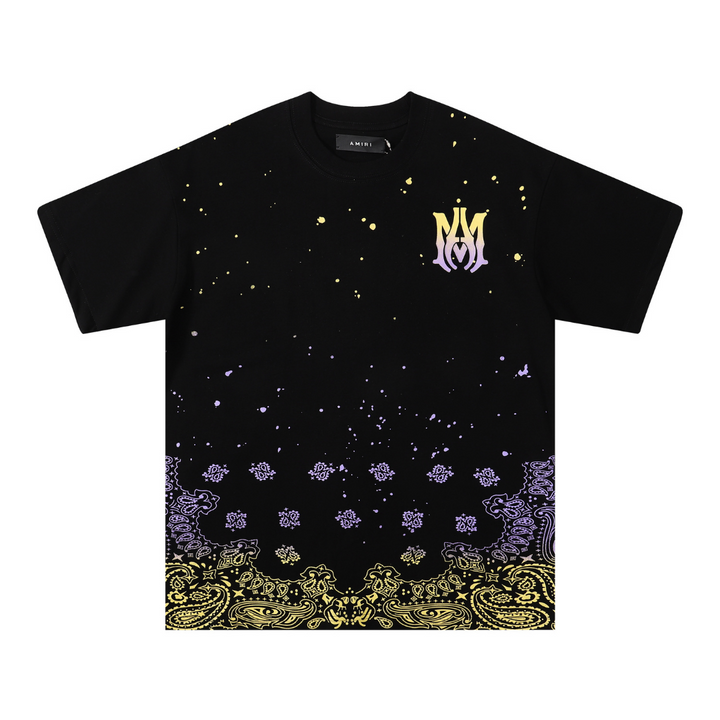 Amiri Bandana Bleach Paint Splatter T-Shirt für Herren – Stylisch & Einzigartig