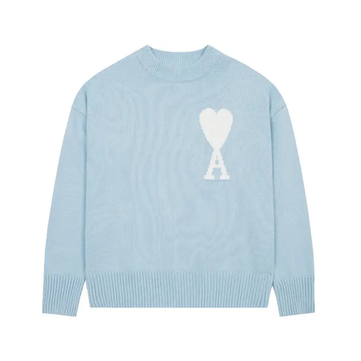 AMI Paris Unisex Merinowolle Strickpullover mit Herz-Logo – Luxuriöser Komfort und Stil