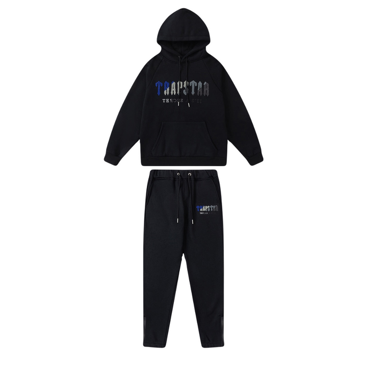 Trapstar Decoded Schwarz-Blau Chenille Trainingsanzug – Stilvoll, Bequem, Urban