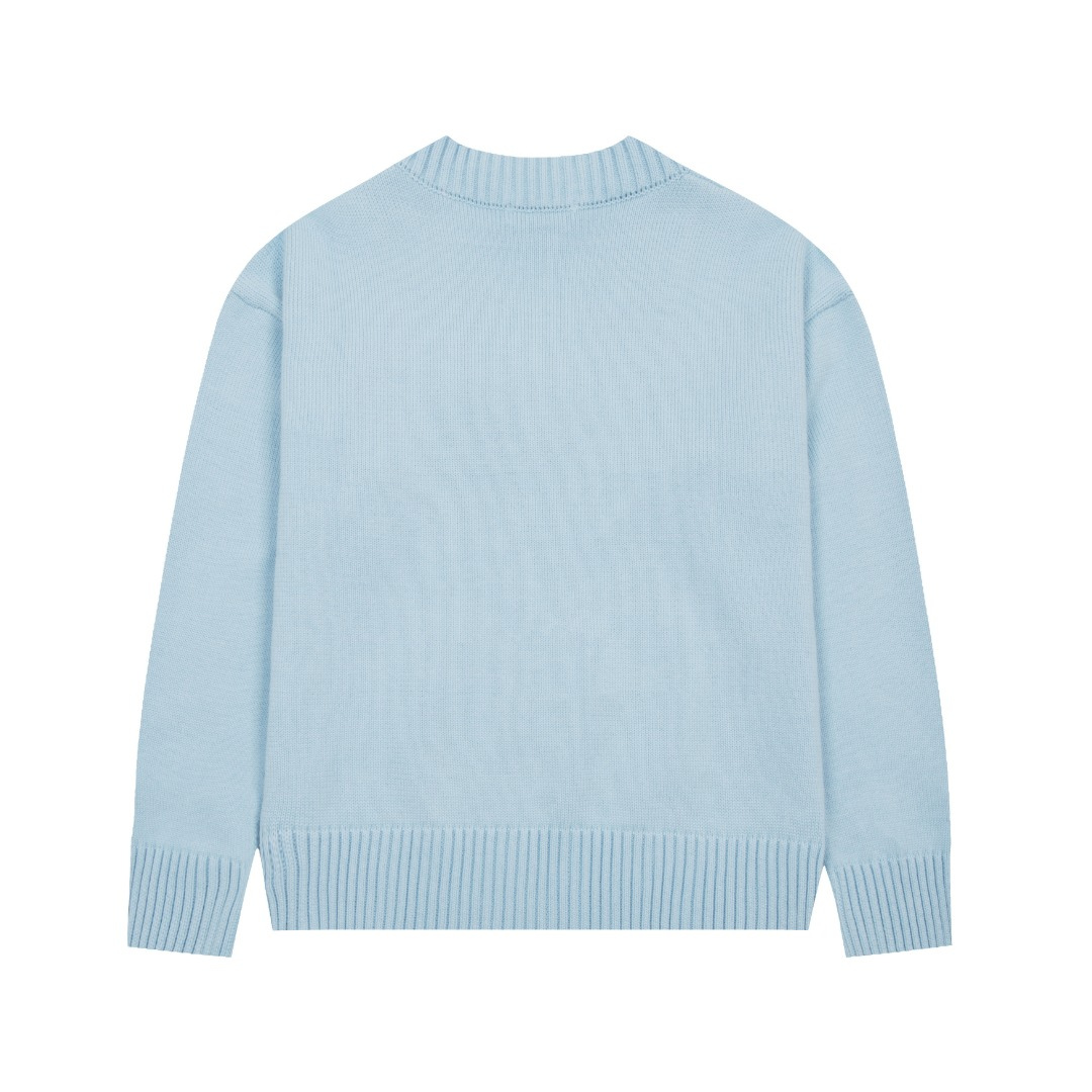 AMI Paris Unisex Merinowolle Strickpullover mit Herz-Logo – Luxuriöser Komfort und Stil