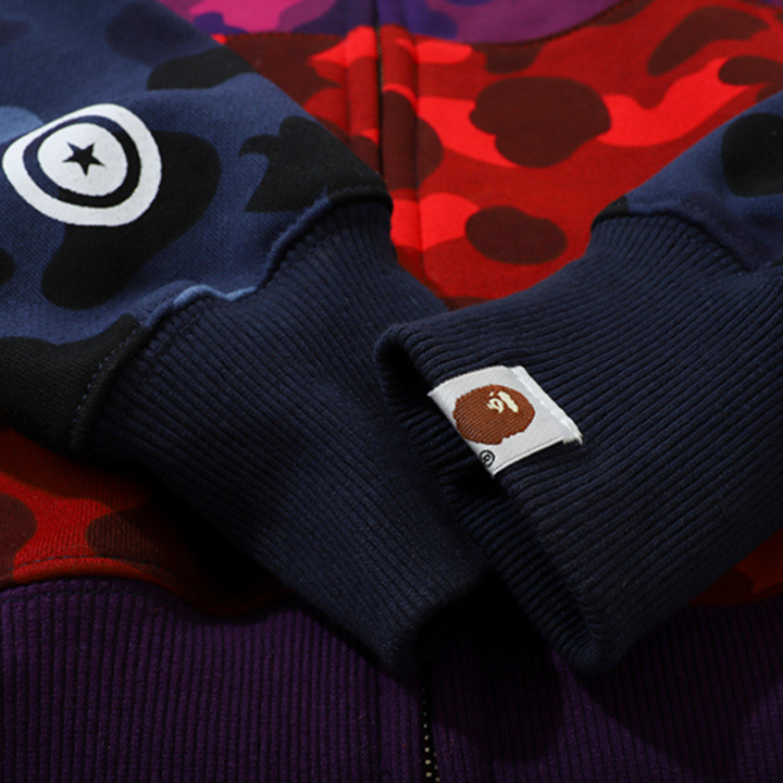 BAPE Shark Camo Hoodie Unisex – Lässiger Streetwear Kapuzenpullover mit Hai-Design