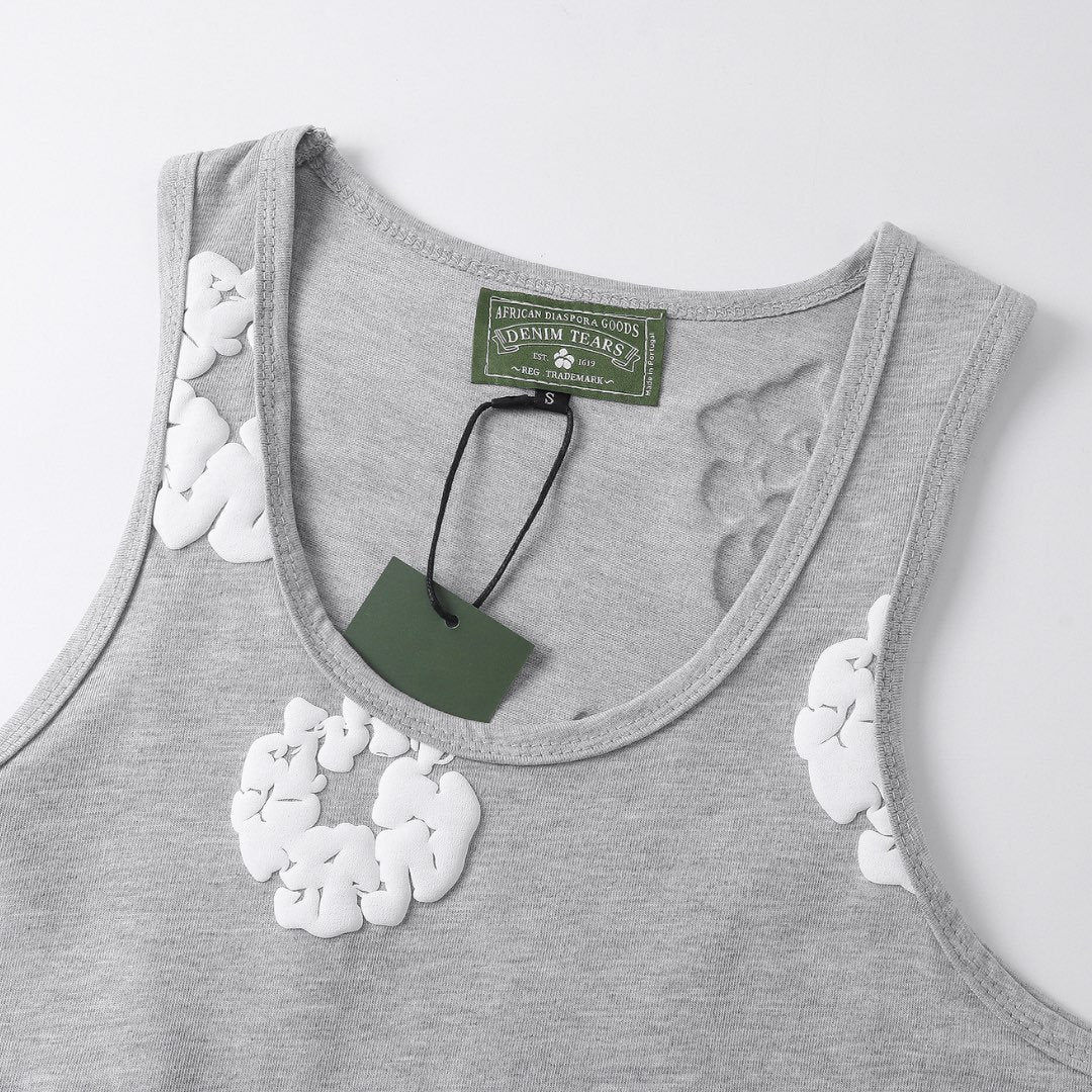 Denim Tears Graues Tanktop: Bequem, Stilvoll, Modern – Hochwertiges Baumwoll-Design