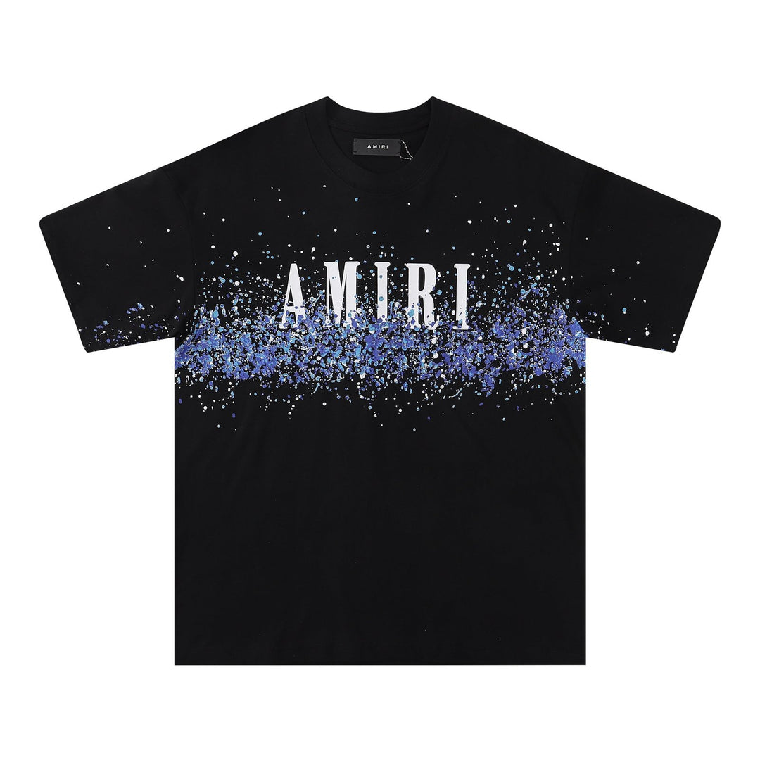Amiri Luxus Paint Splatter T-Shirt Schwarz Baumwolle Herren Designer Streetwear