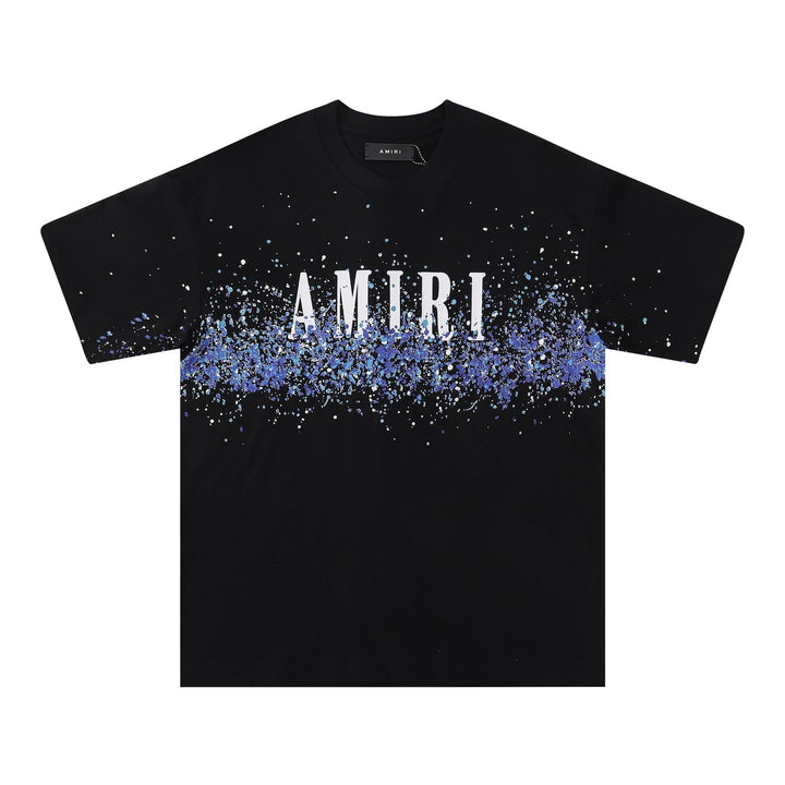 Amiri Luxus Paint Splatter T-Shirt Schwarz Baumwolle Herren Designer Streetwear