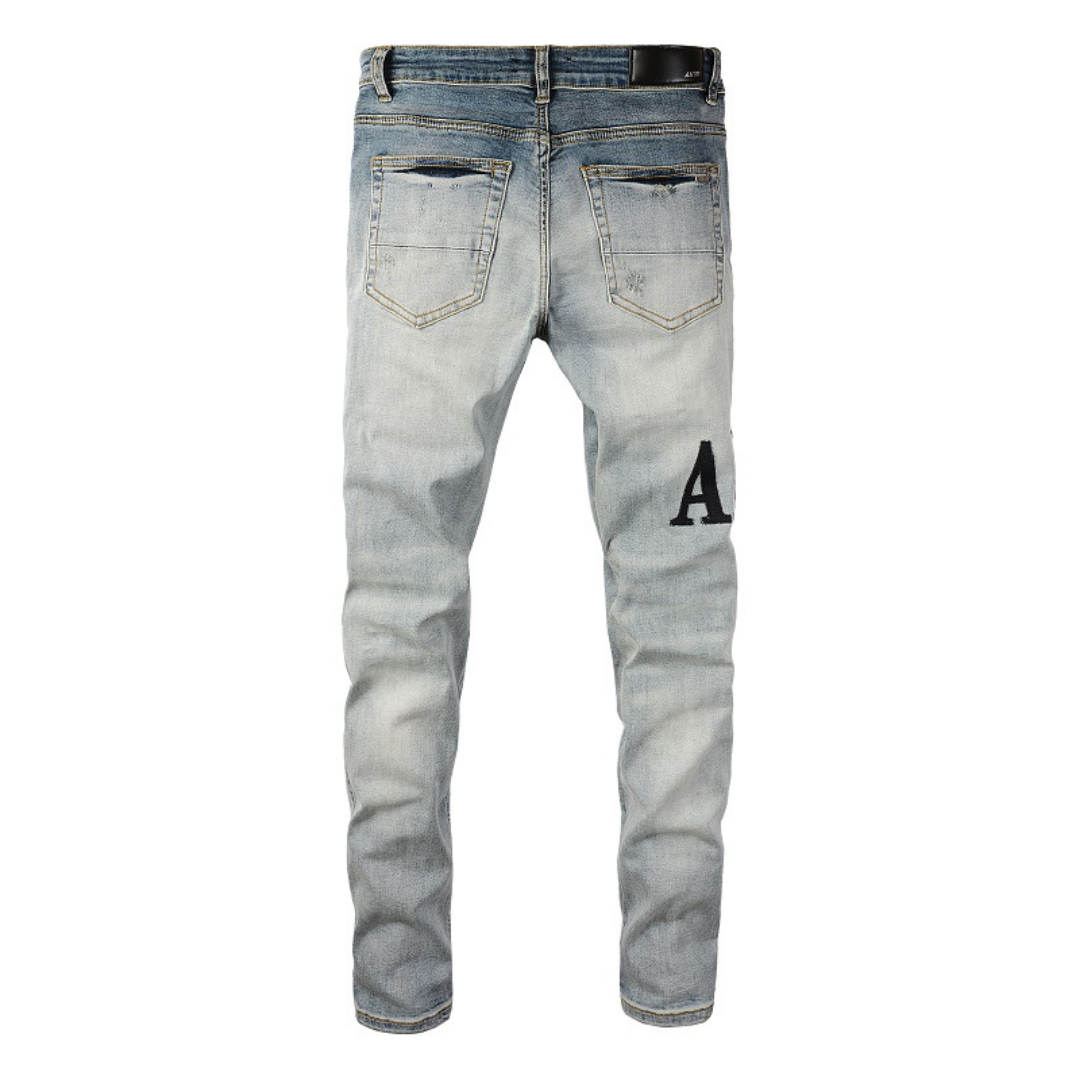 Amiri Schwarze Logo Jeans Herren – Luxuriöser Slim Fit Designer Stretch Denim