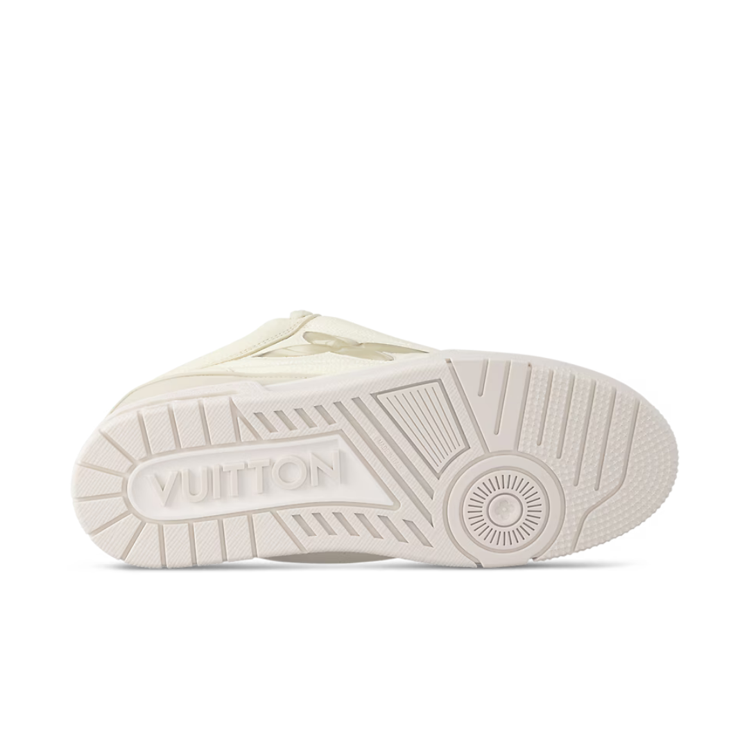 Louis Vuitton Skate Beige Sneaker: Luxuriöser Leder-Mesh Schuh, Stilvoll & Bequem