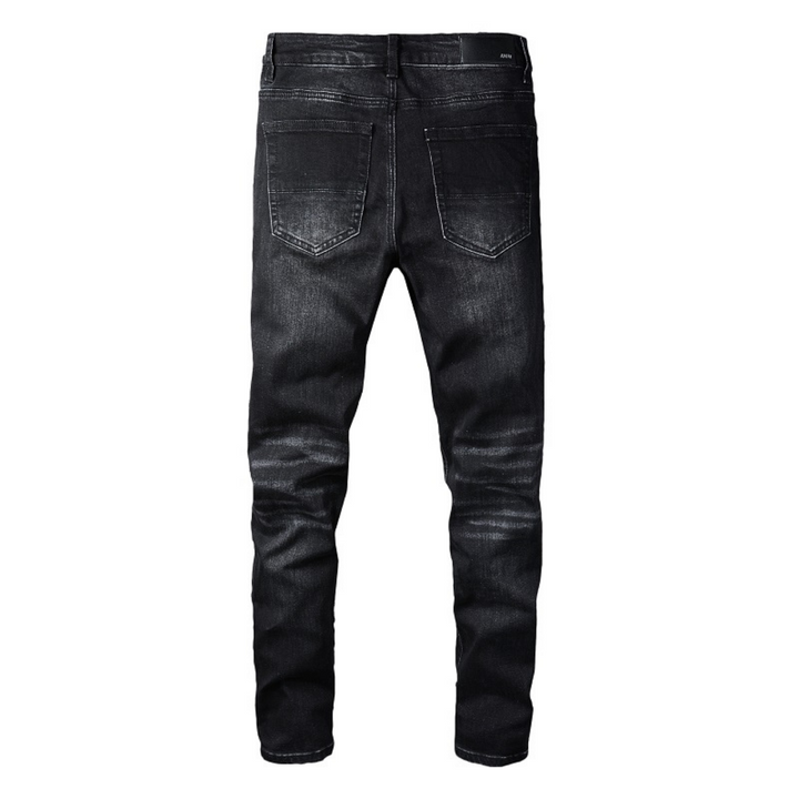 Amiri Paint Drip Distressed Slim Fit Jeans Herren Luxus Designer Schwarz