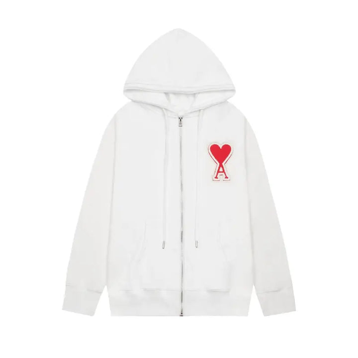 AMI Paris Unisex Jacke: Elegante Baumwoll-Sweatjacke mit Herzlogo für jeden Anlass