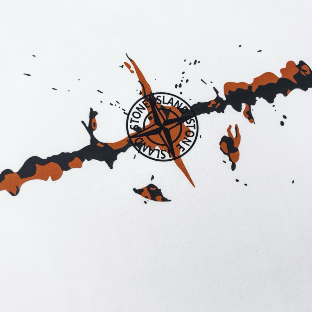 Stone Island Polychromatisches T-Shirt: Innovatives Design, Ikonisches Branding, Premium Baumwolle