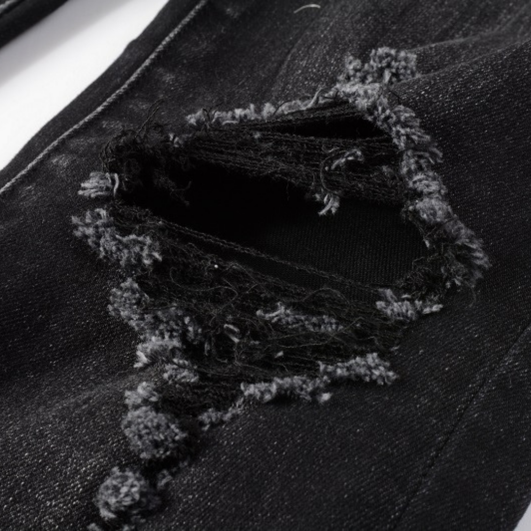 Amiri Paint Drip Distressed Slim Fit Jeans Herren Luxus Designer Schwarz