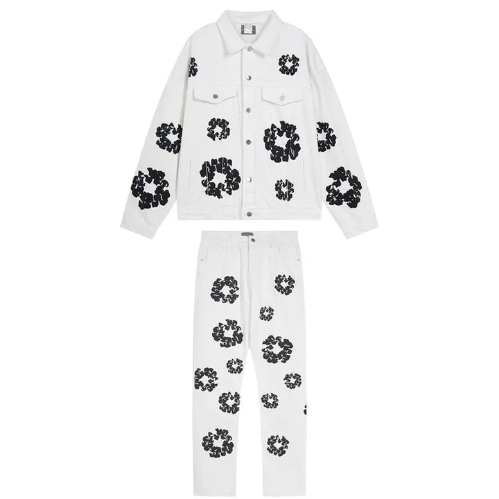 Denim Tears Weißes Baumwollkranz Set – Hochwertiger Designer Streetwear Unisex Anzug