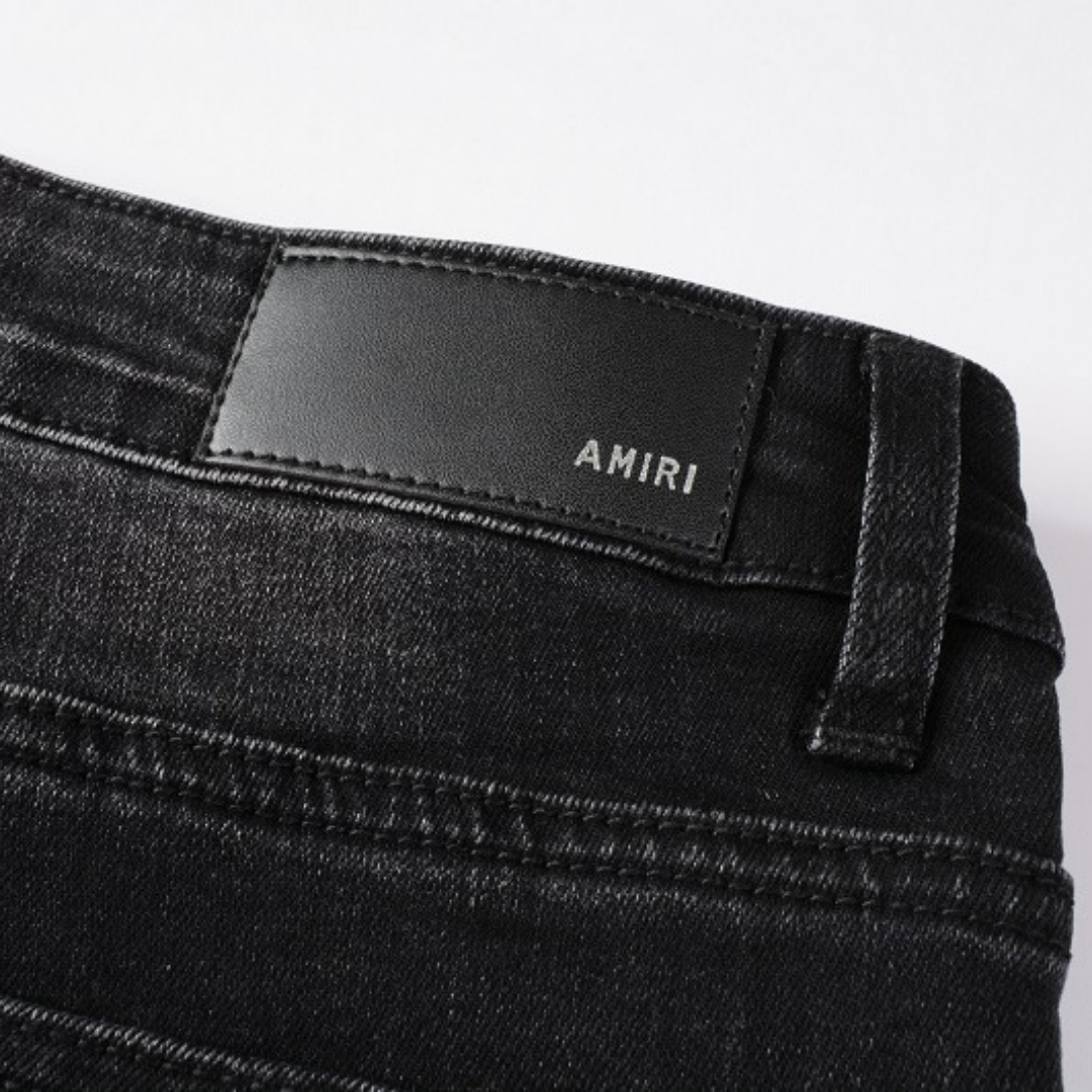 Amiri Paint Drip Distressed Slim Fit Jeans Herren Luxus Designer Schwarz