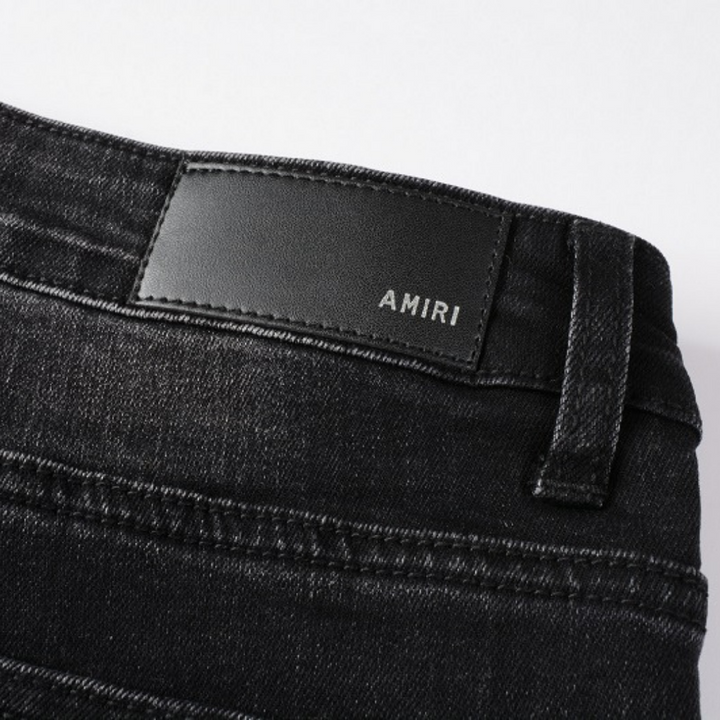 Amiri Paint Drip Distressed Slim Fit Jeans Herren Luxus Designer Schwarz
