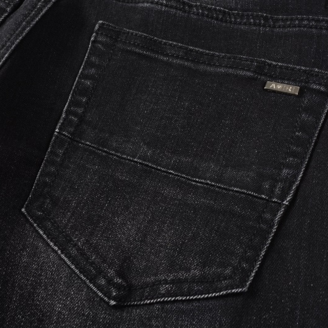 Amiri Paint Drip Distressed Slim Fit Jeans Herren Luxus Designer Schwarz
