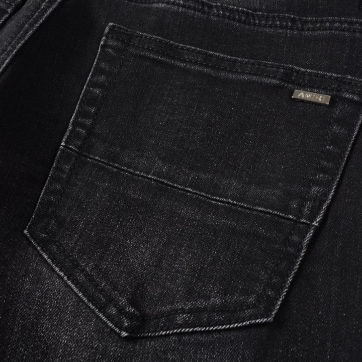 Amiri Paint Drip Distressed Slim Fit Jeans Herren Luxus Designer Schwarz