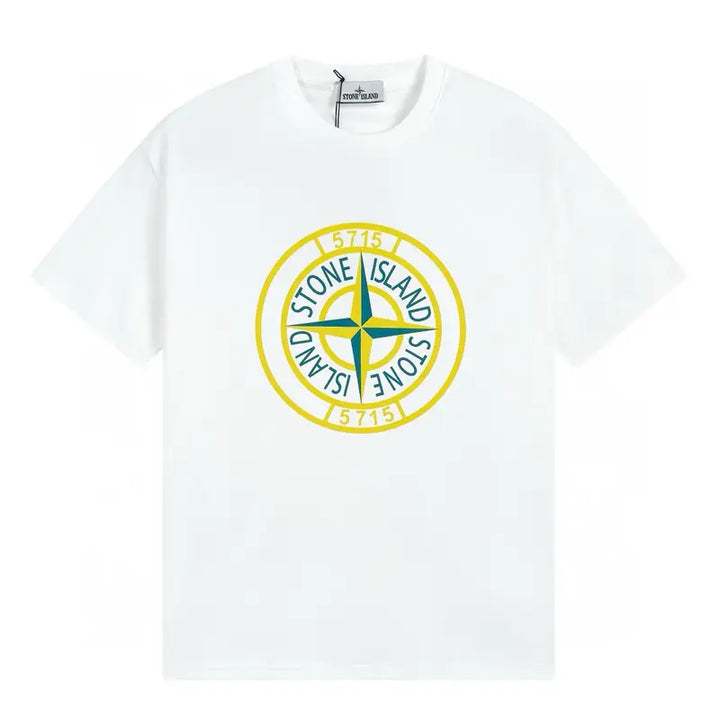 Stone Island Polychromatisches Baumwoll-T-Shirt Herren – Exklusiver Kompass-Patch Design