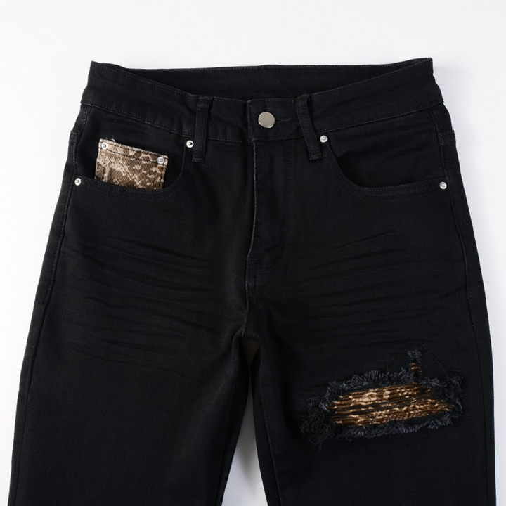 Amiri Luxus Schwarze Camouflage Jeans für Männer – Stylisch, Robust & Exklusiv