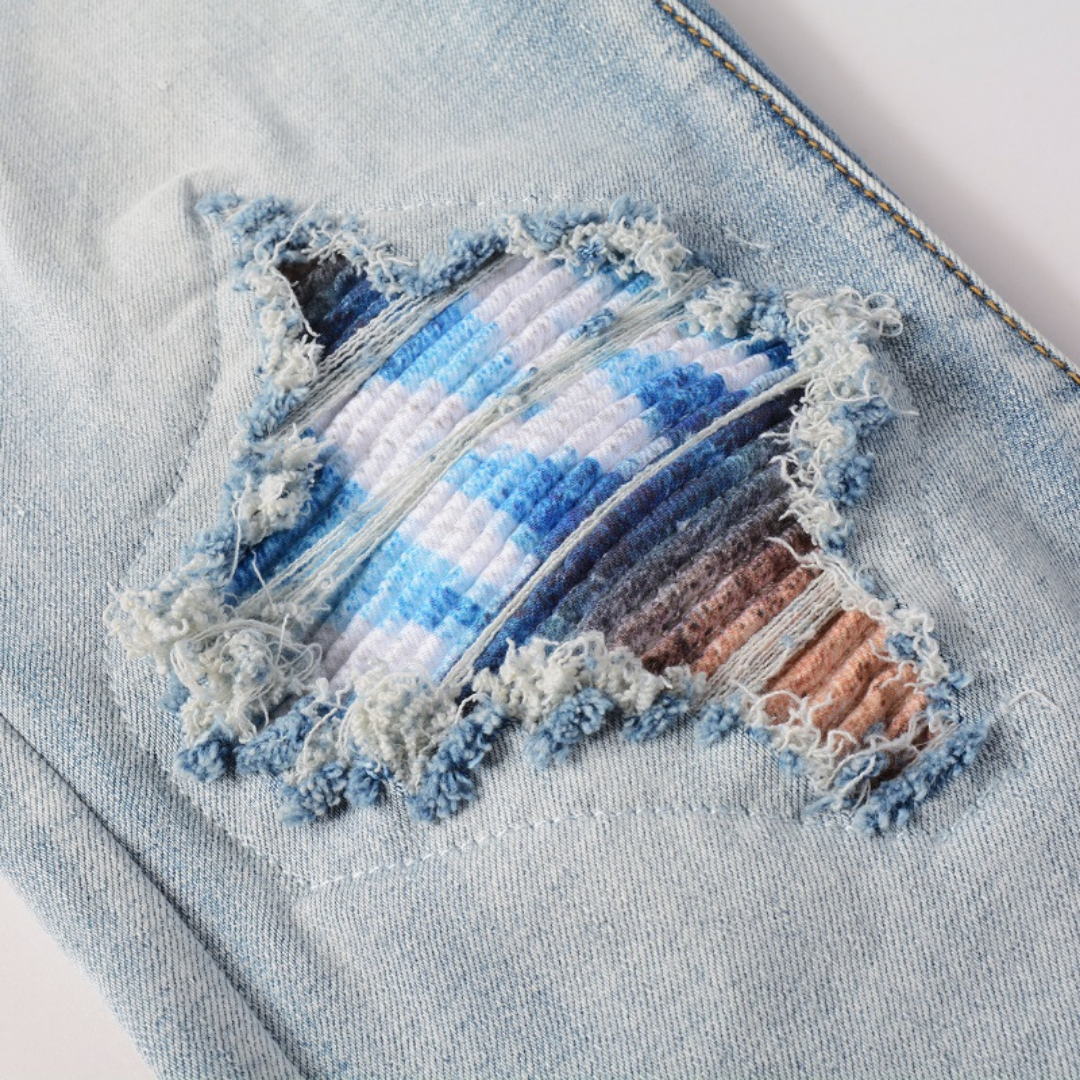 Amiri Patch Logo Jeans Herren Blau – Luxuriöse Slim Fit Designer Denim