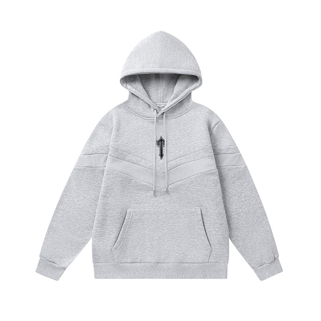Trapstar Decoded V-Streifen Grau Trainingsanzug Set Hoodie Hose Streetwear Bequem