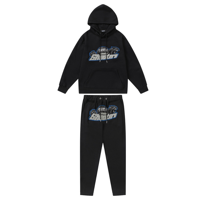 Trapstar London Shooters Schwarz-Blauer Trainingsanzug: Stylisch, Bequem, Urban Fashion Must-Have
