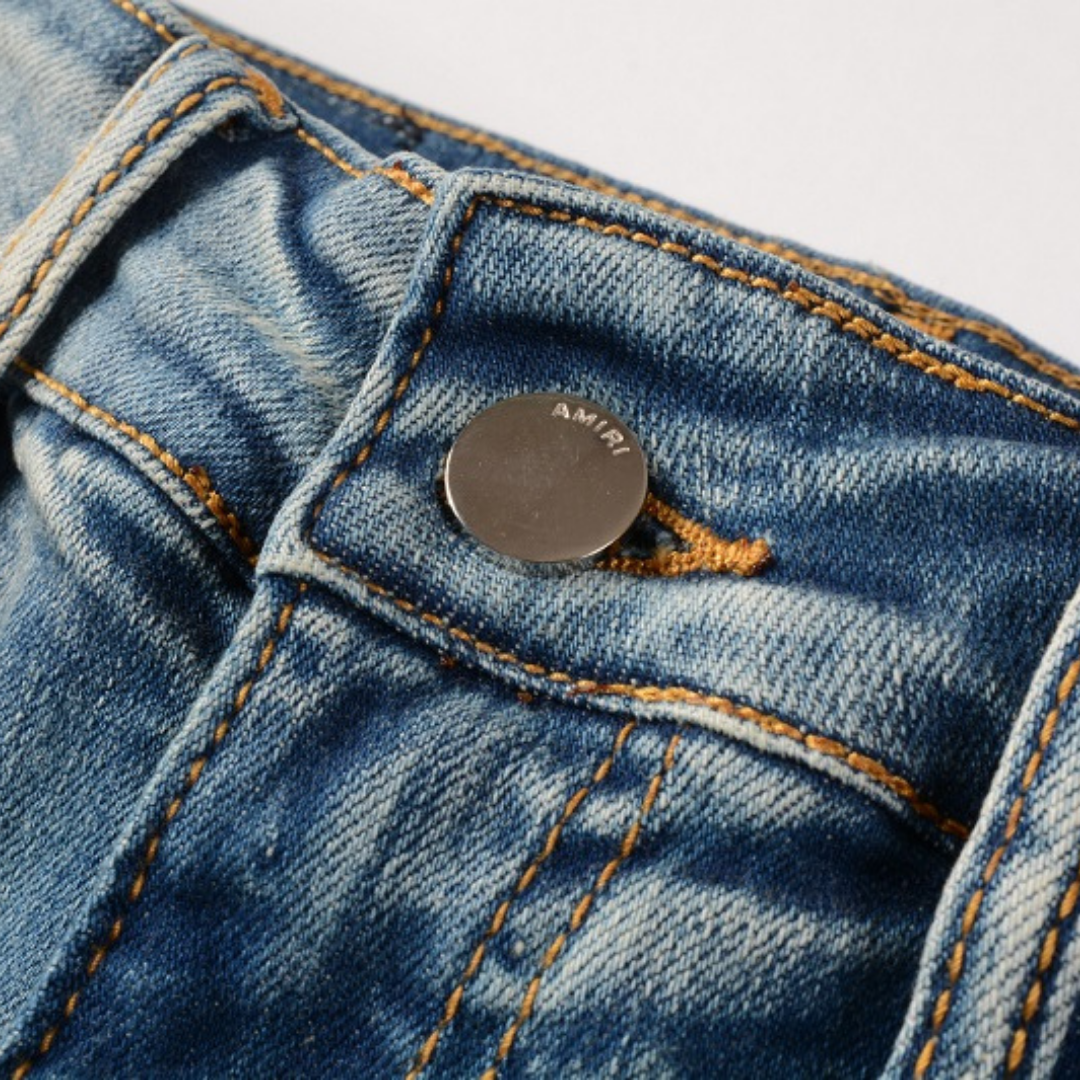 Amiri M.A. Paint Splatter Jeans – Luxuriöse Designer Herren Slim Fit Denim