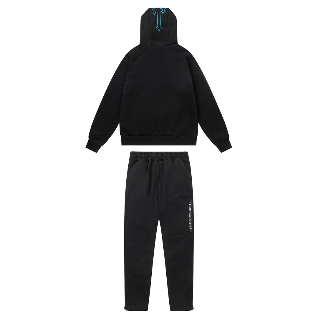 Trapstar Decoded 2.0 Kapuzen-Trainingsanzug Schwarz-Blau Streetwear Herren Set