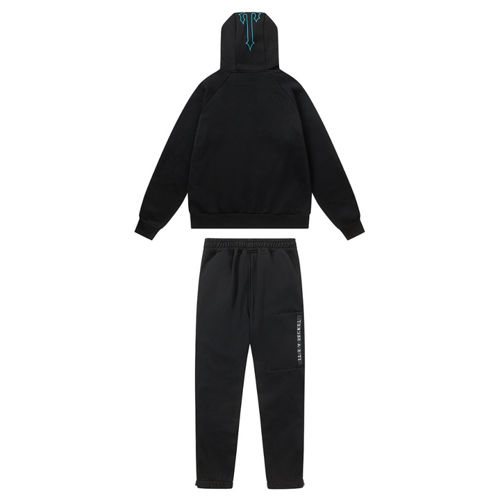 Trapstar Decoded 2.0 Kapuzen-Trainingsanzug Schwarz-Blau Streetwear Herren Set