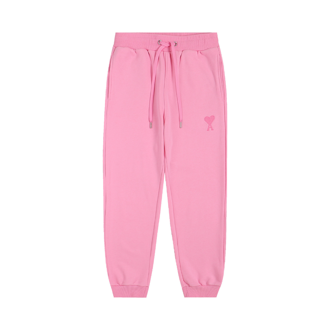 AMI Paris Luxus Trainingsanzug: Bequemer Baumwoll-Fleece Freizeit-Zweiteiler mit Herz-Logo