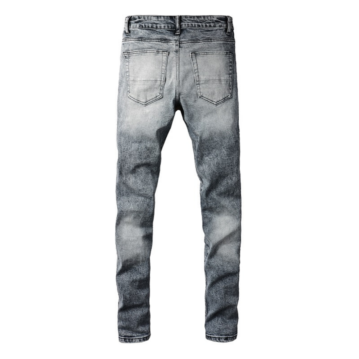 Amiri Herren Designer Jeans Schwarz Patchwork Slim Fit Rock-Style