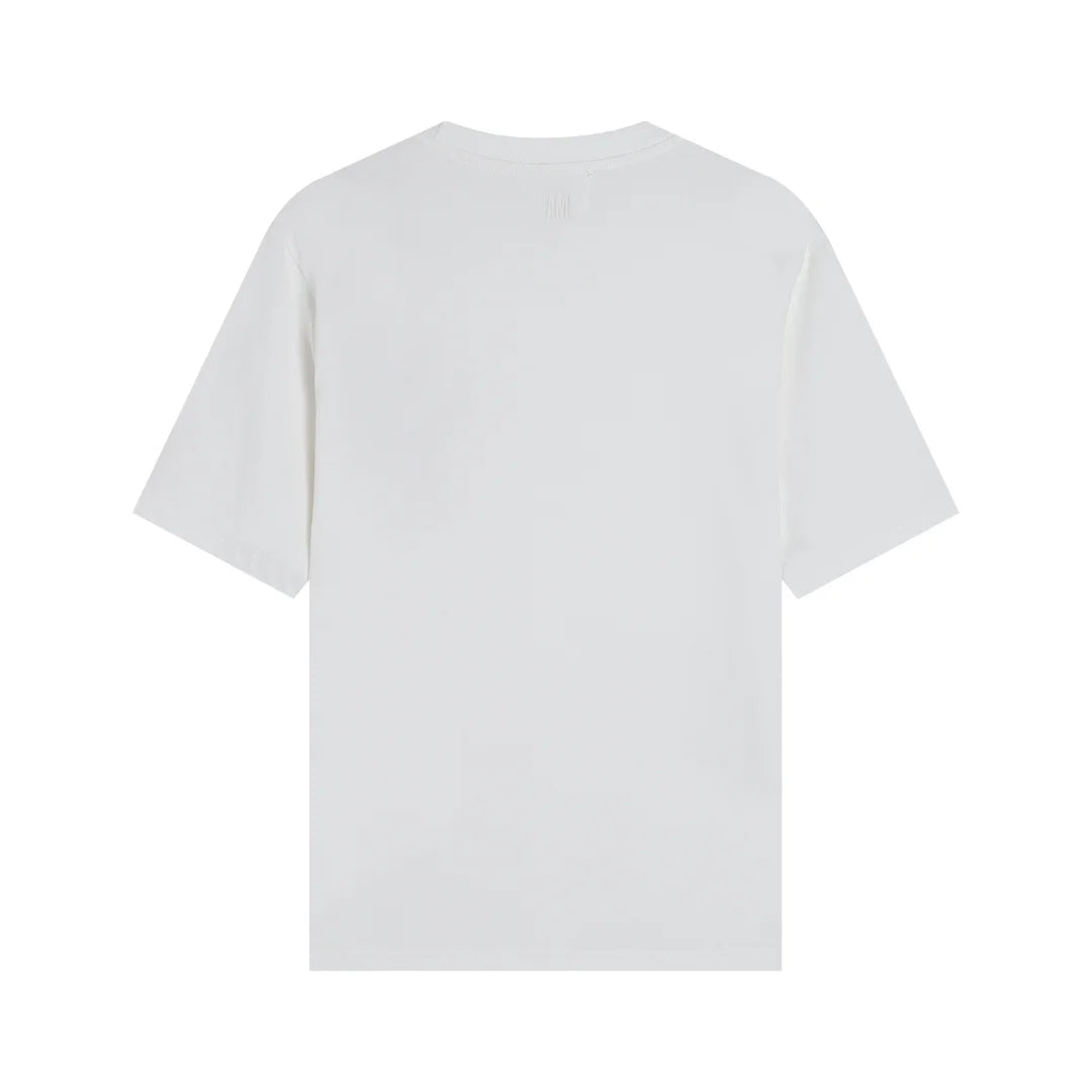 AMI Paris Unisex Baumwoll-T-Shirt mit gesticktem Herz-Logo – Stilvoller Pariser Chic