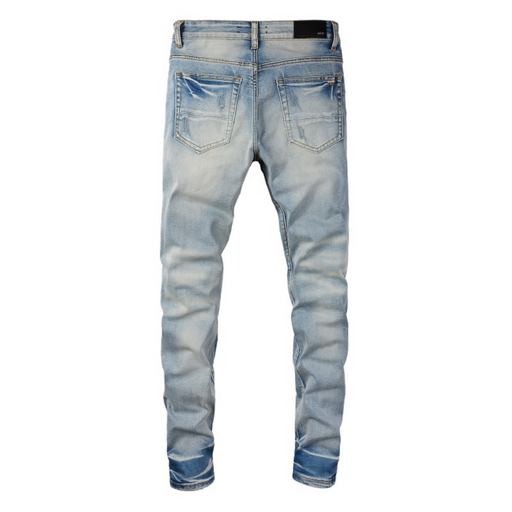 Amiri Herren Luxus Schwarze Patch Jeans – Designer Denim mit Destroyed Look