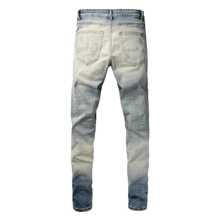 Amiri Gradient Camo Patch Designer Jeans: Einzigartiger Stil, Handgefertigte Details
